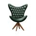 Poltrona Decorativa Egg Com Capitonê Strass Pé Giratório De Madeira - Veludo Verde