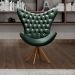 Poltrona Decorativa Egg Com Capitonê Strass Pé Giratório De Madeira - Veludo Verde
