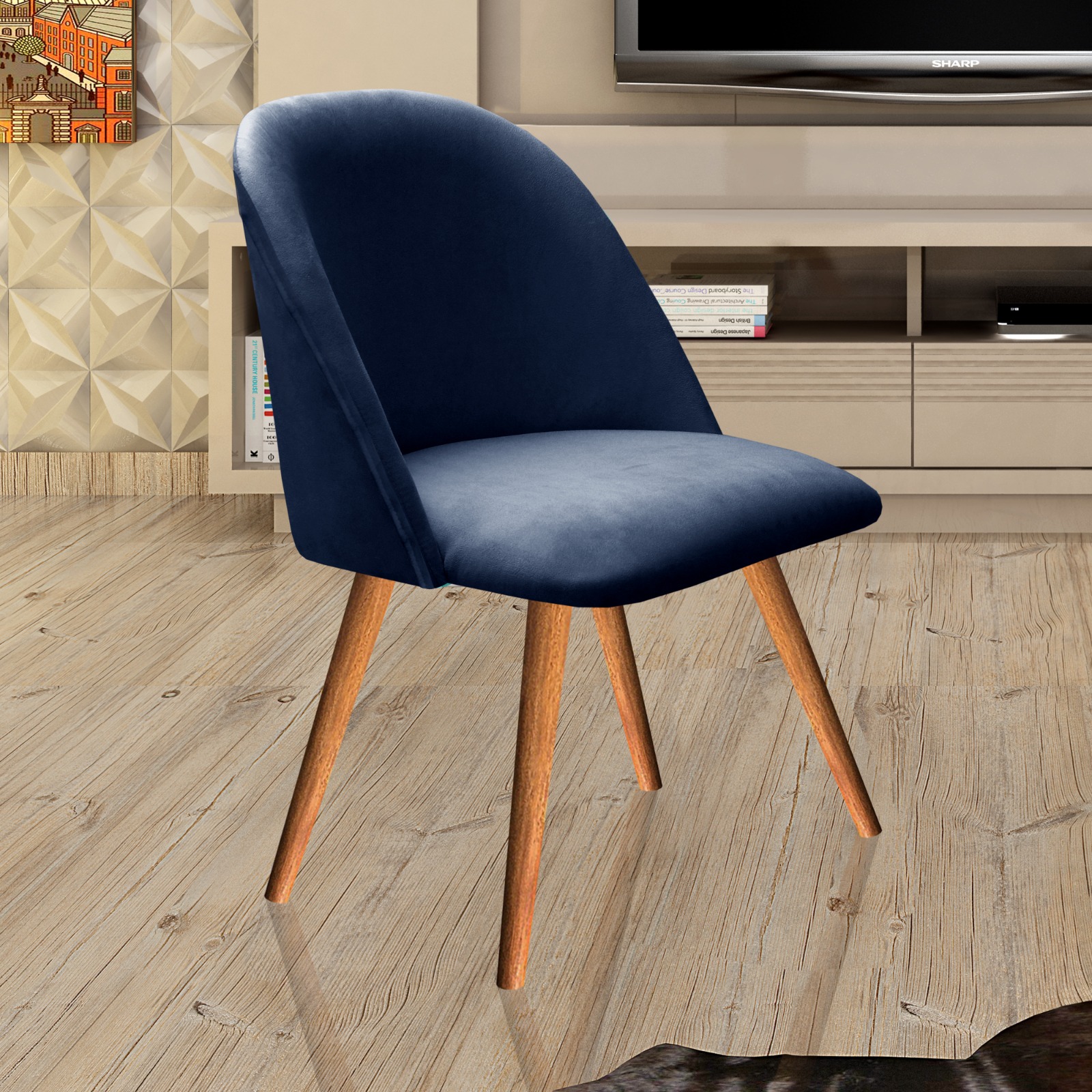 Poltrona Decorativa Gaia - Suede Azul