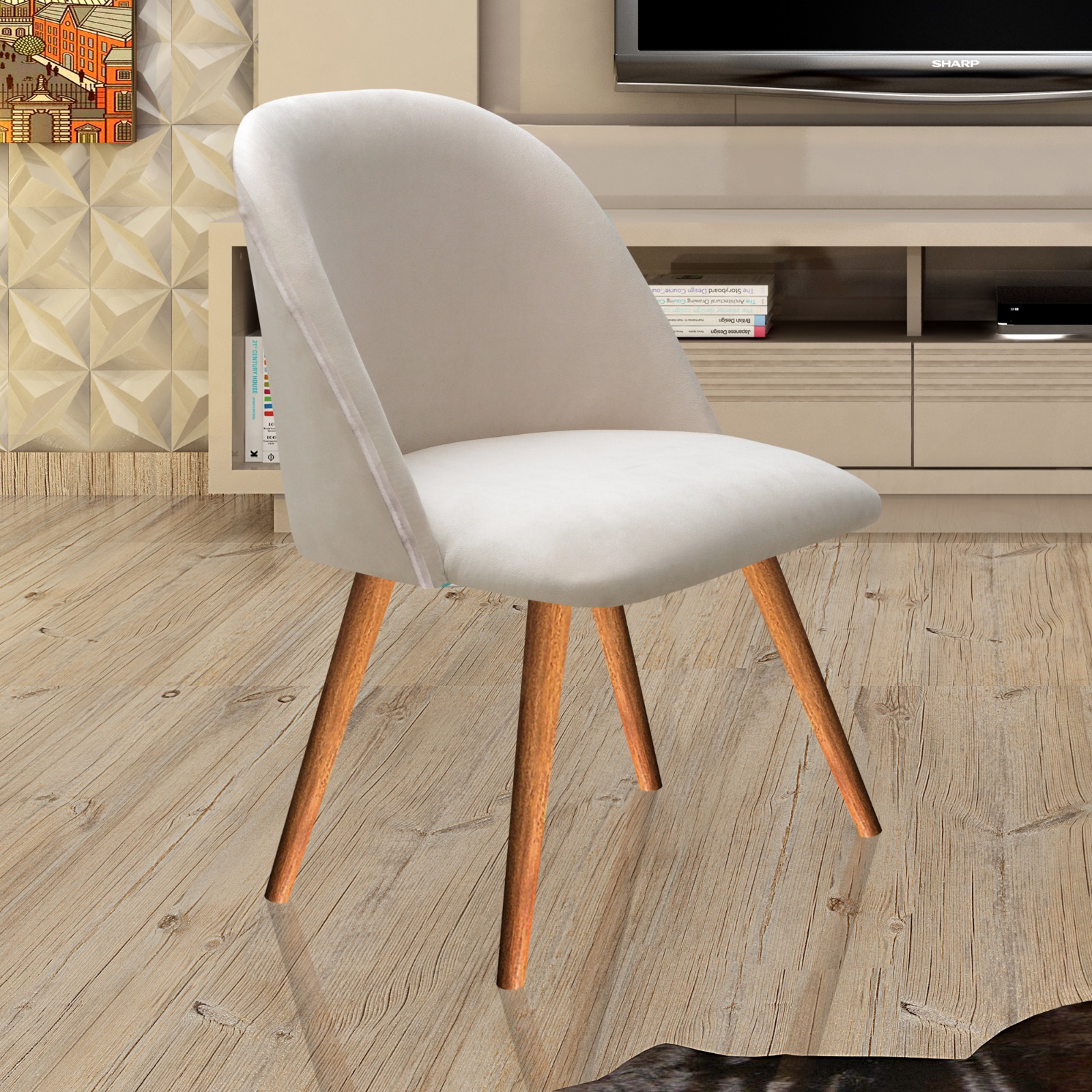 Poltrona Decorativa Gaia - Suede Bege