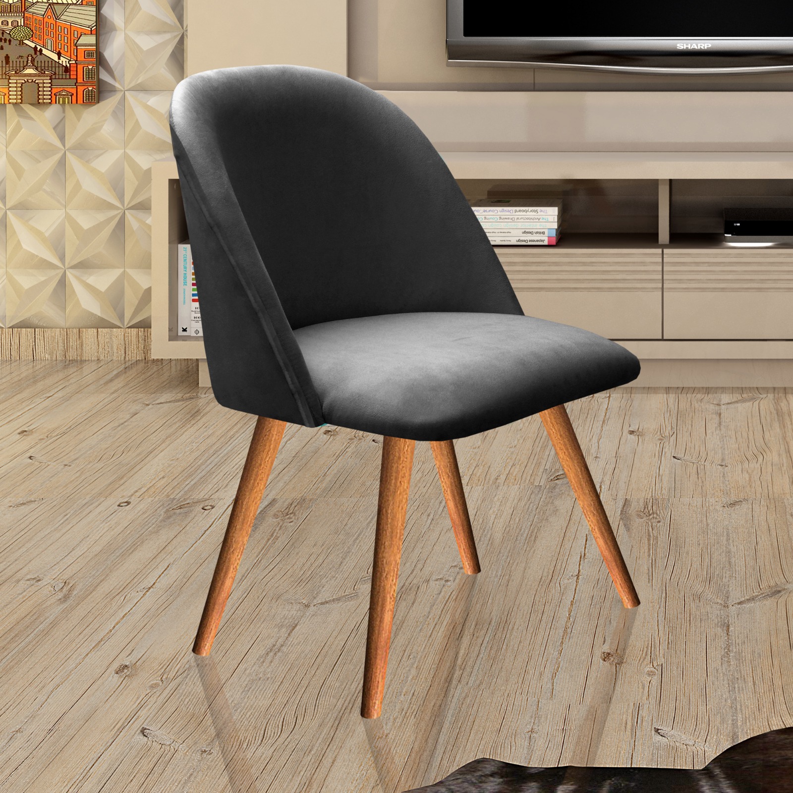 Poltrona Decorativa Gaia - Suede Cinza