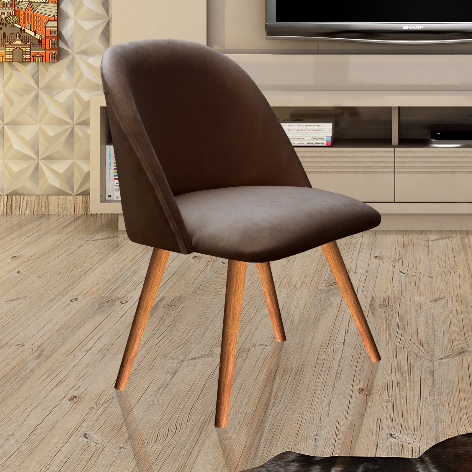 Poltrona Decorativa Gaia - Veludo Marrom