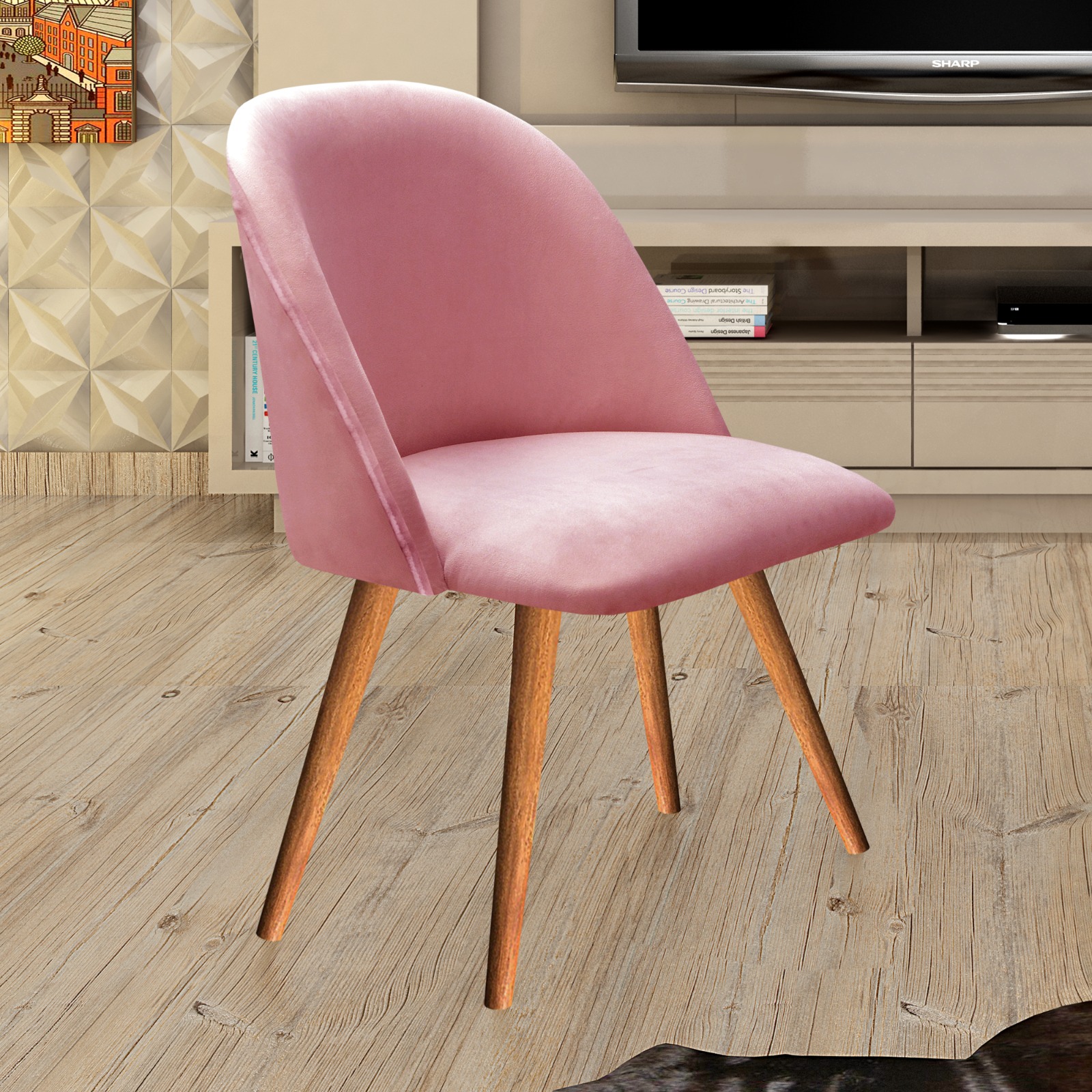 Poltrona Decorativa Gaia - Veludo Rosê
