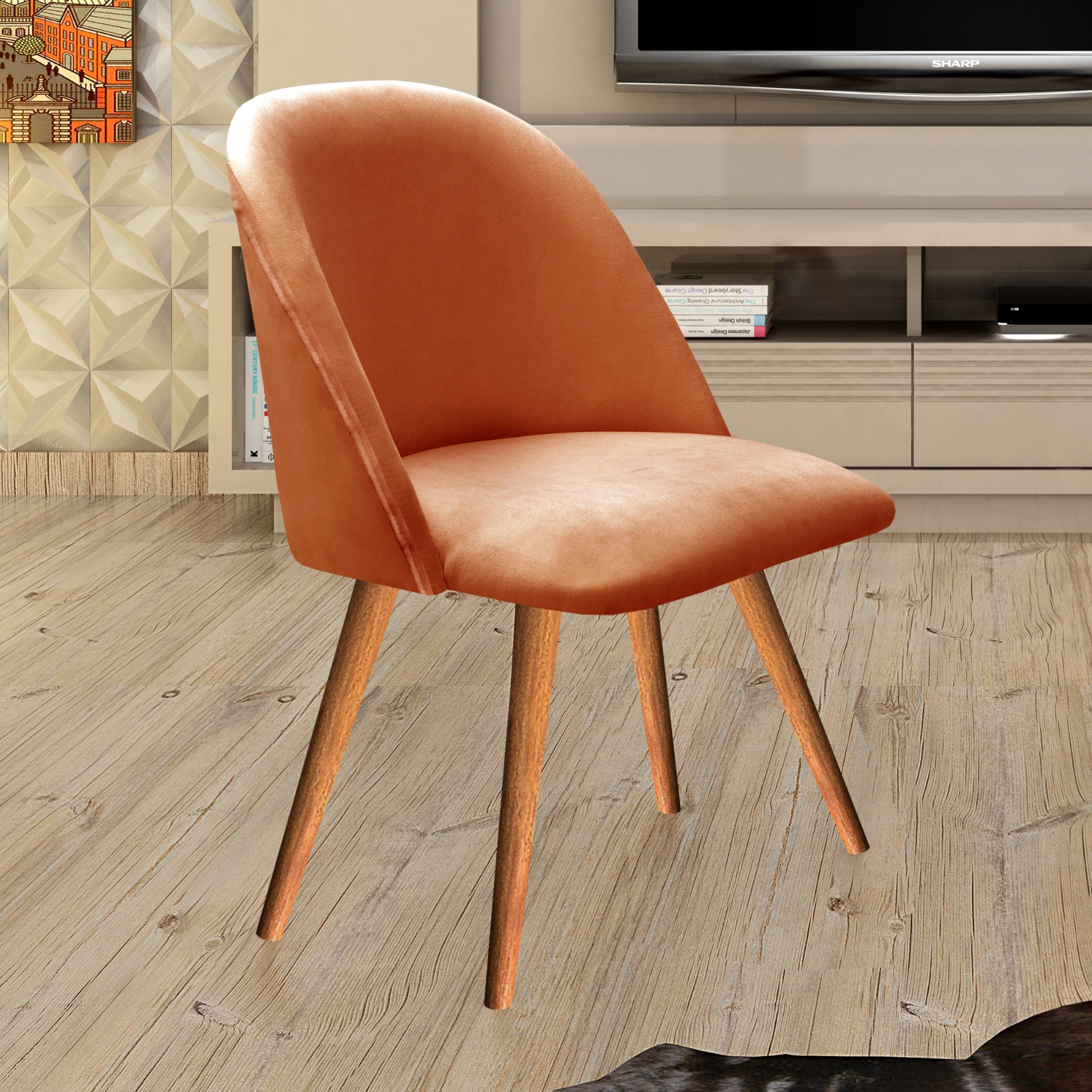 Poltrona Decorativa Gaia - Veludo Terracota
