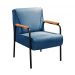 Poltrona Decorativa Jade Braço Fixo Preto - Linho Azul