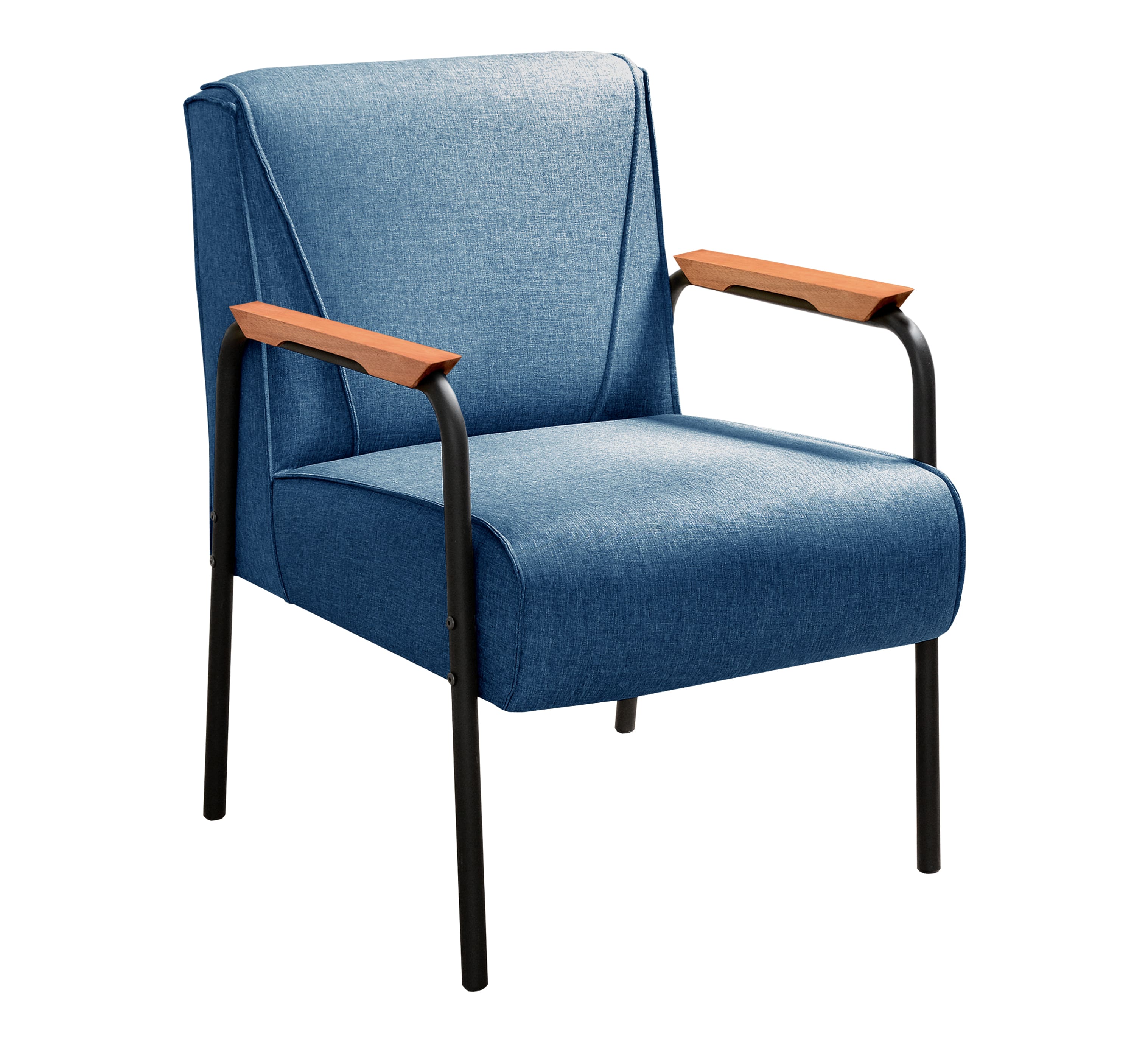 Poltrona Decorativa Jade Braço Fixo Preto - Linho Azul