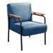 Poltrona Decorativa Jade Braço Fixo Preto - Linho Azul