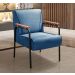 Poltrona Decorativa Jade Braço Fixo Preto - Linho Azul