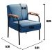 Poltrona Decorativa Jade Braço Fixo Preto - Linho Azul
