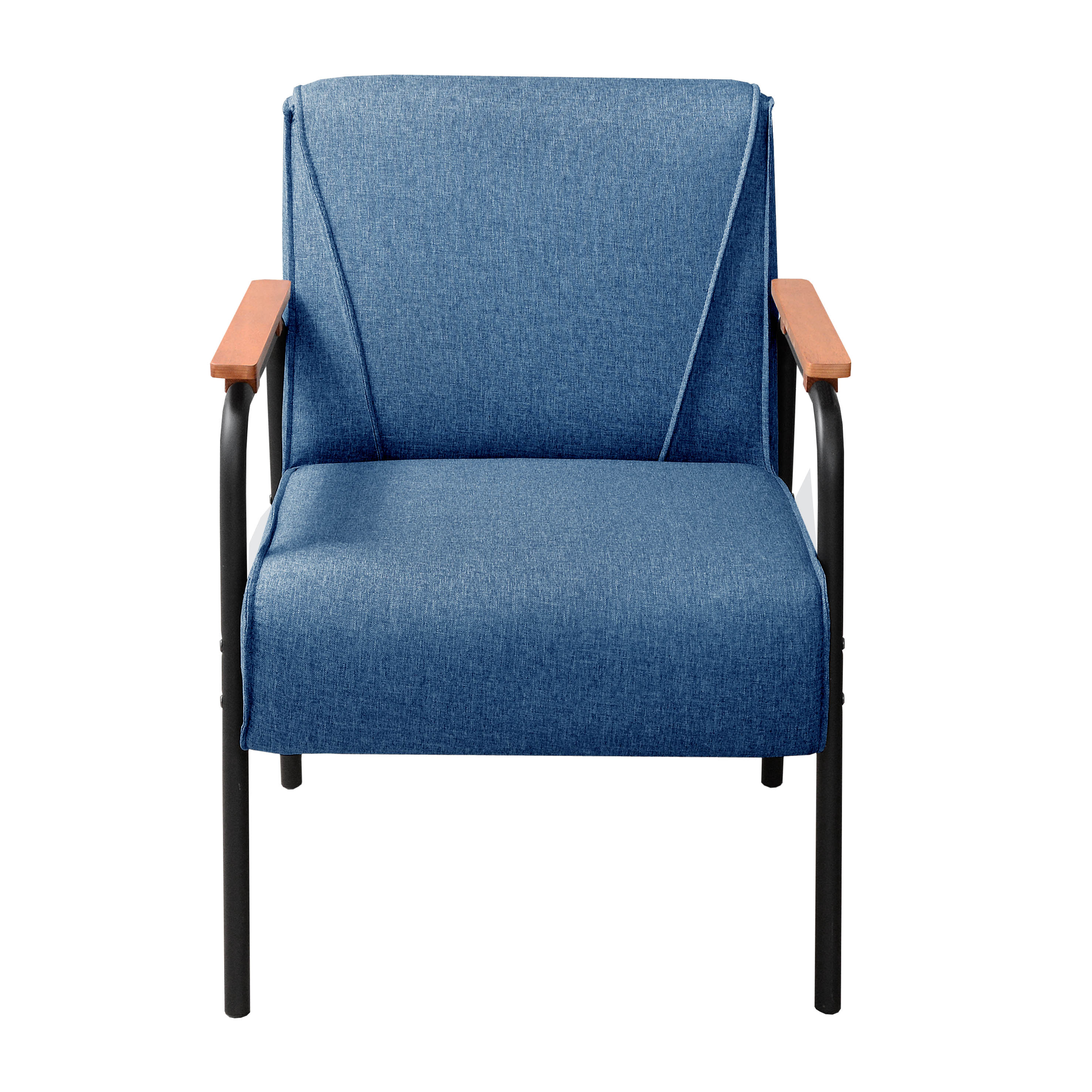 Poltrona Decorativa Jade Braço Fixo Preto - Linho Azul