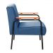 Poltrona Decorativa Jade Braço Fixo Preto - Linho Azul
