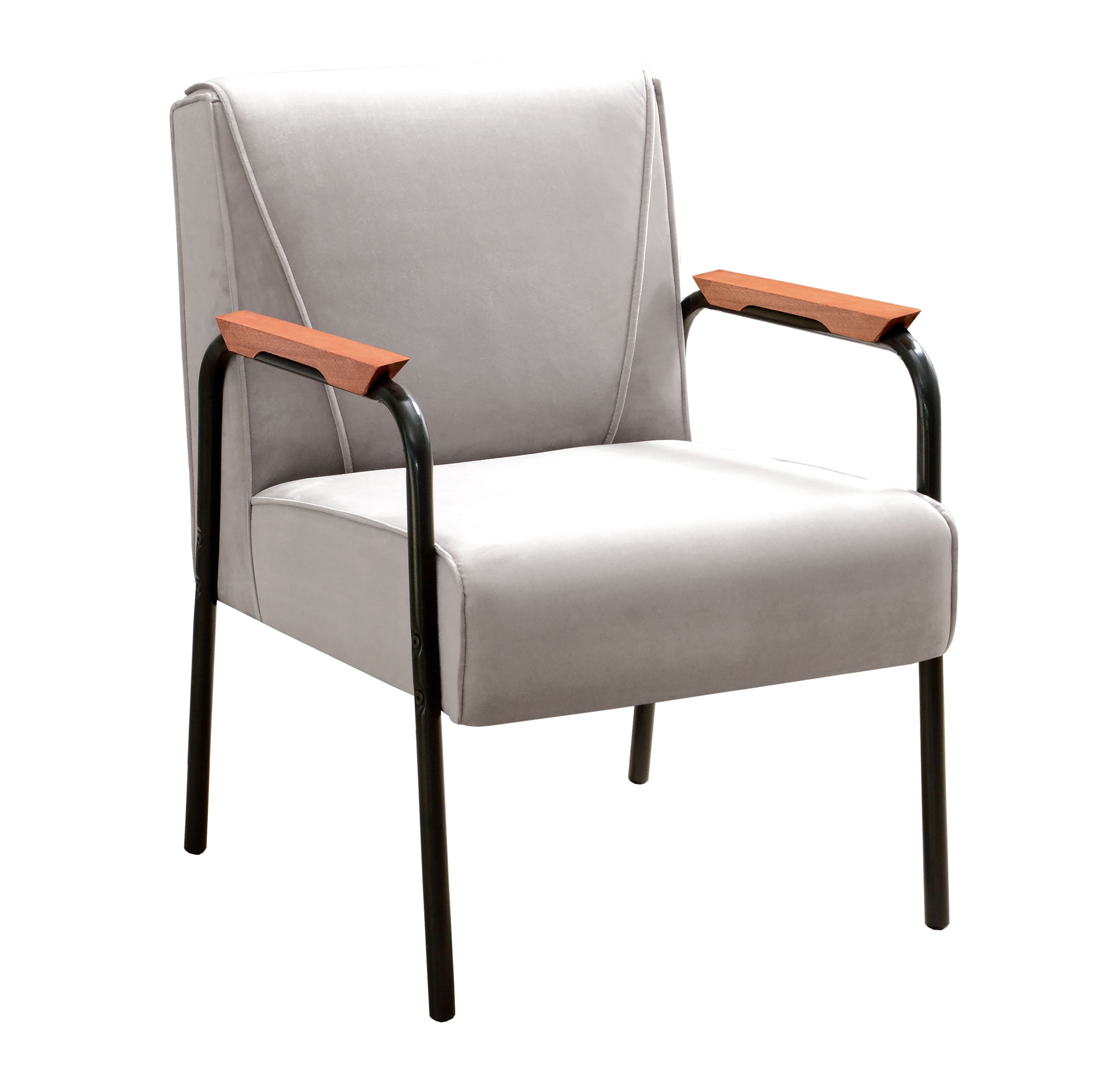 Poltrona Decorativa Jade Braço Fixo Preto - Suede Bege