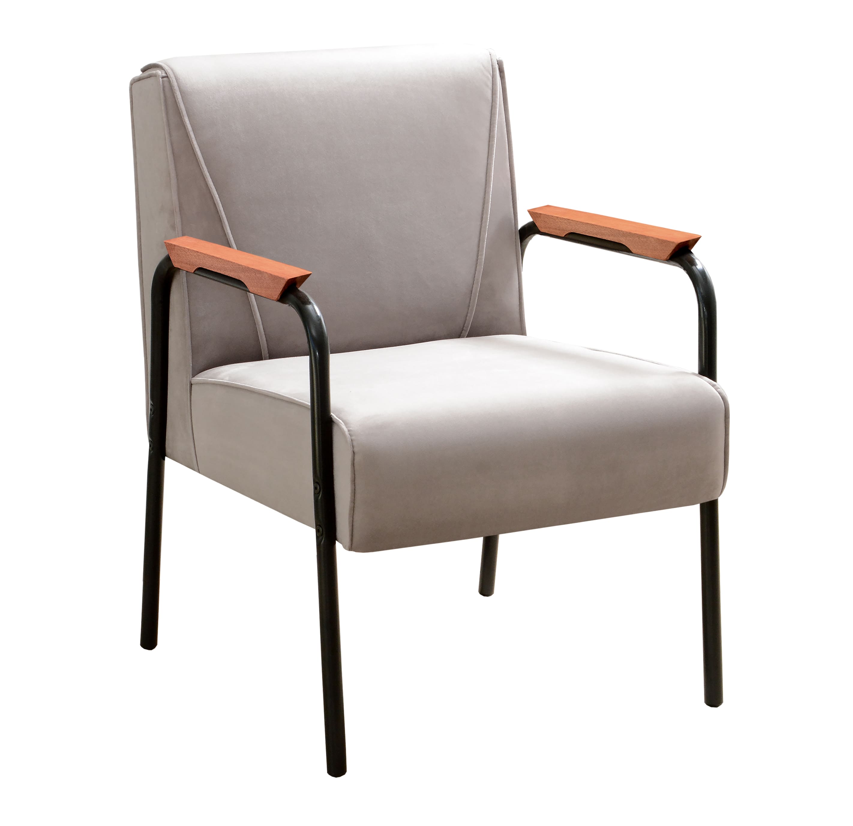 Poltrona Decorativa Jade Braço Fixo Preto - Veludo Capuccino
