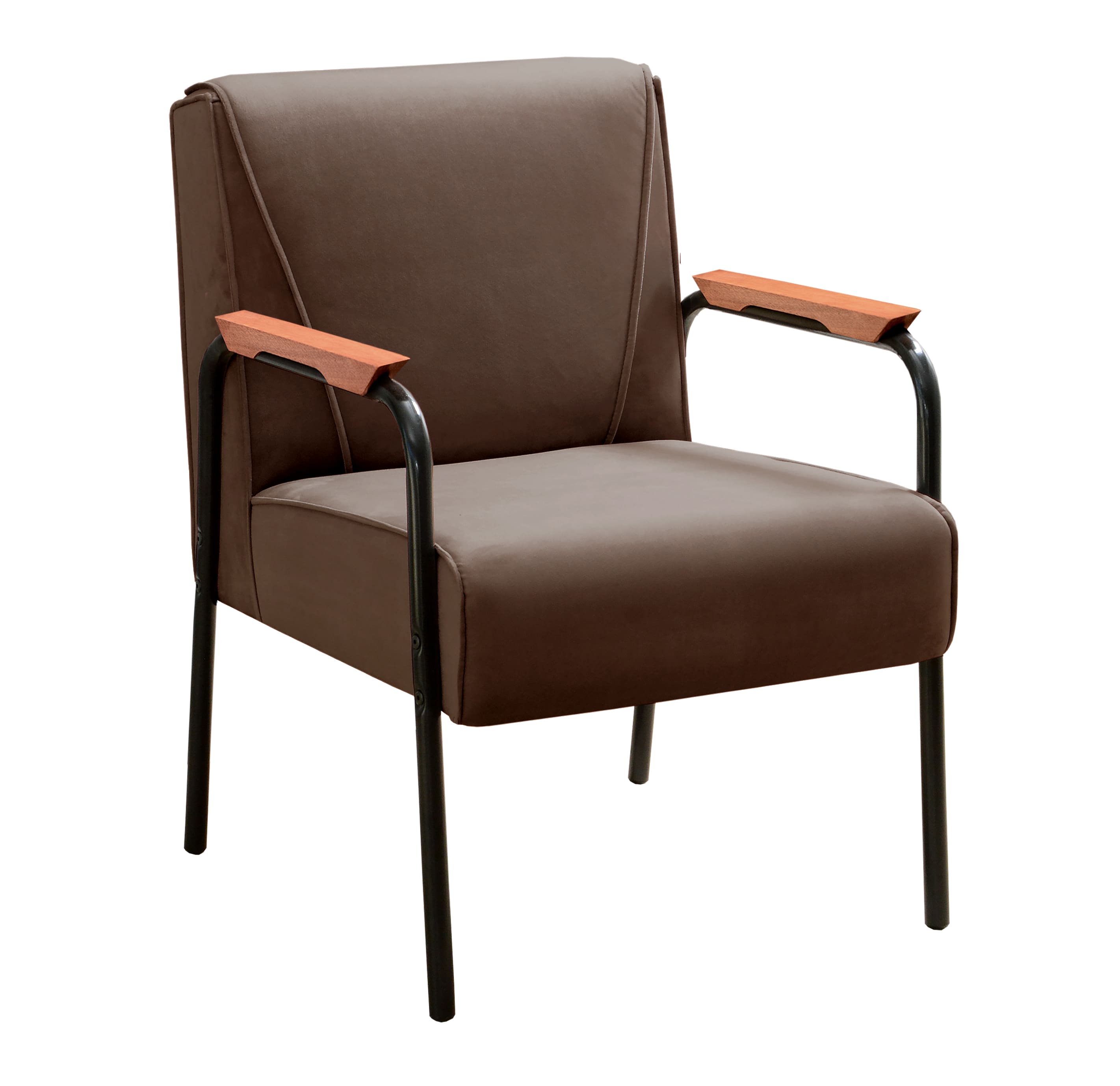 Poltrona Decorativa Jade Braço Fixo Preto - Veludo Marrom