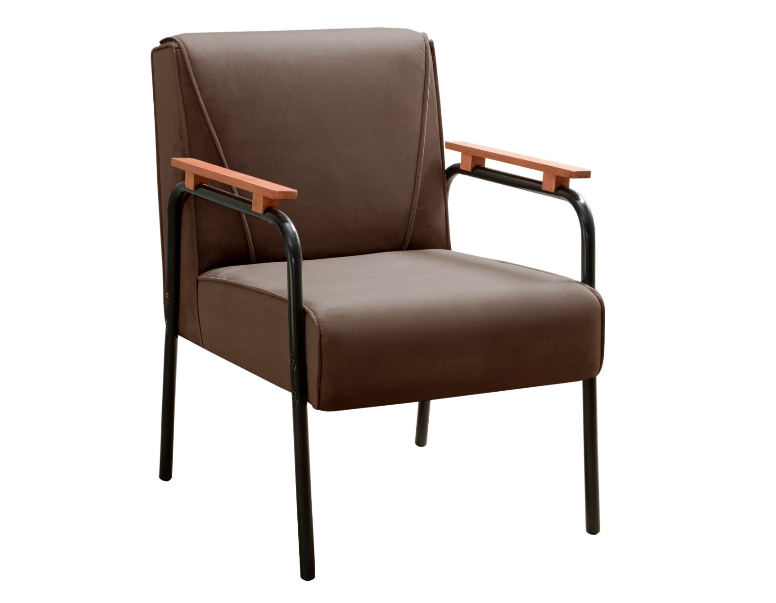 Poltrona Decorativa Jade Braço Fixo Preto - Veludo Marrom