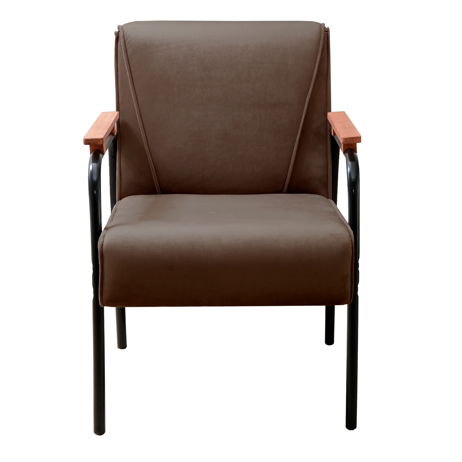 Poltrona Decorativa Jade Braço Fixo Preto - Veludo Marrom