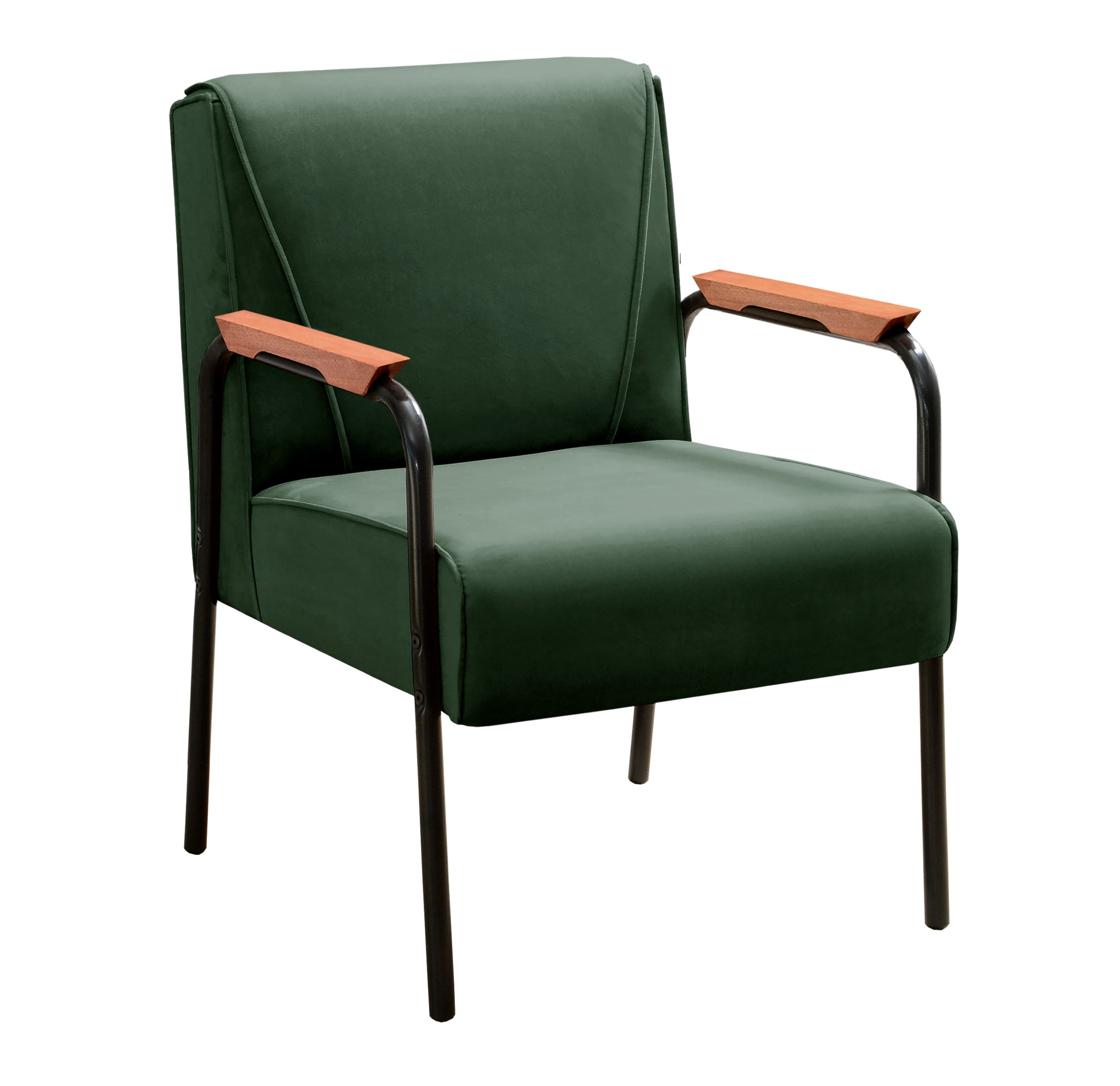 Poltrona Decorativa Jade Braço Fixo Preto - Veludo Verde