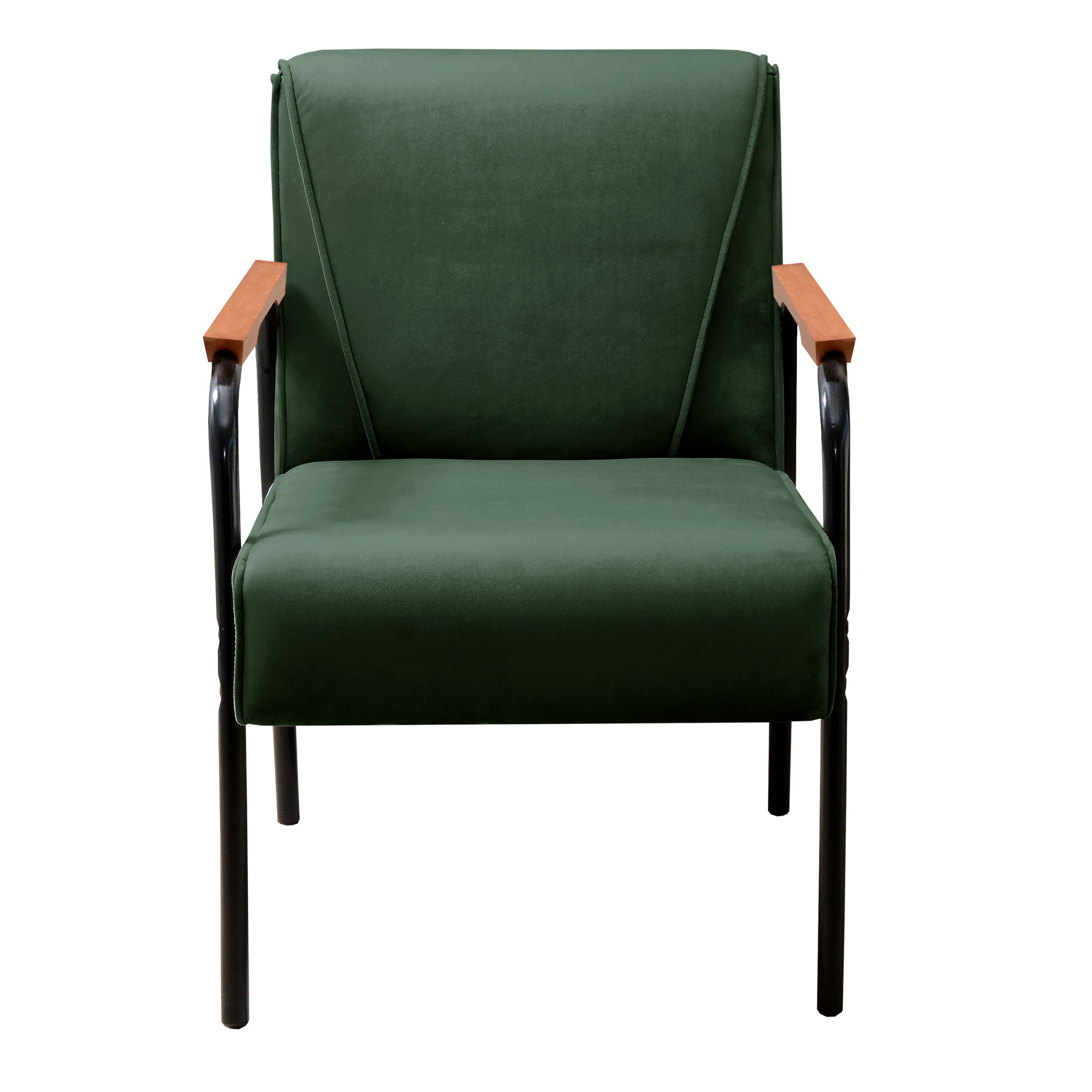 Poltrona Decorativa Jade Braço Fixo Preto - Veludo Verde