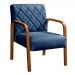 Poltrona Decorativa Lara Braço Madeira - Linho Azul