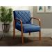 Poltrona Decorativa Lara Braço Madeira - Linho Azul
