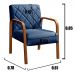 Poltrona Decorativa Lara Braço Madeira - Linho Azul