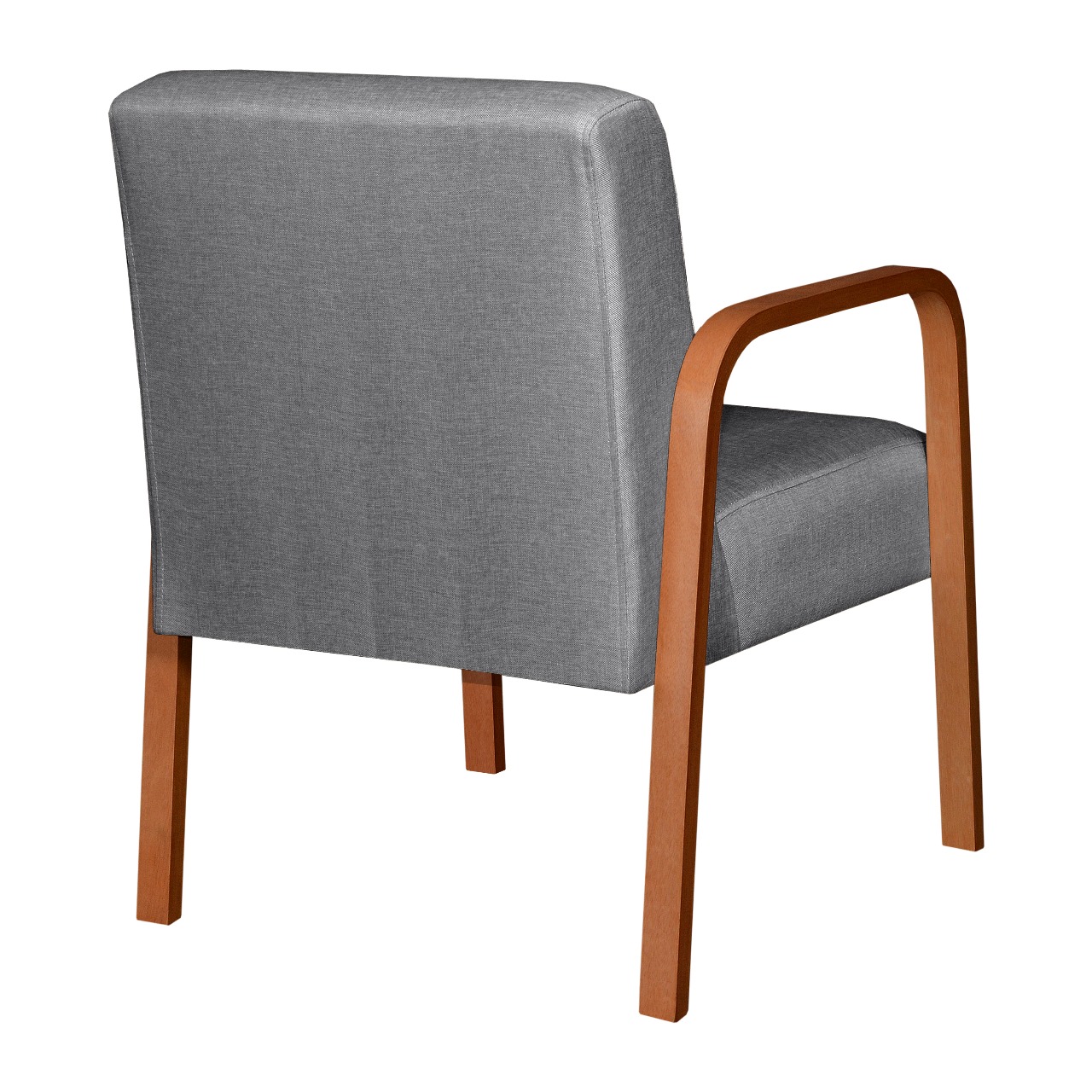 Poltrona Decorativa Lara Braço Madeira - Linho Cinza