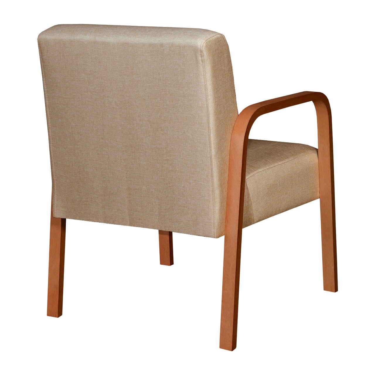 Poltrona Decorativa Lara Braço Madeira - Linho Marrom