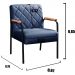 Poltrona Decorativa Ludmilla Braço Fixo Preto - Linho Azul
