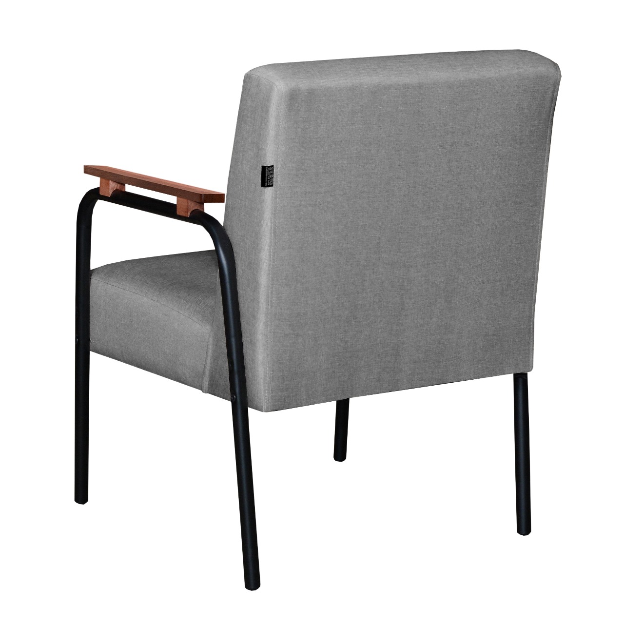 Poltrona Decorativa Ludmilla Braço Fixo Preto - Linho Cinza