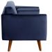 Poltrona Decorativa Luma Suede Azul Marinho com Pés em Madeira