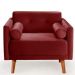 Poltrona Decorativa Luma Suede Bordô com Pés em Madeira