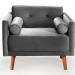 Poltrona Decorativa Luma Suede Cinza Grafite com Pés em Madeira