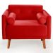 Poltrona Decorativa Luma Suede Vermelho com Pés em Madeira