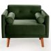 Poltrona Decorativa Luma Veludo Verde com Pés em Madeira