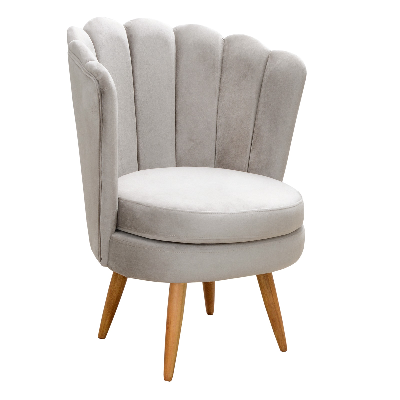 Poltrona Decorativa Pétala Pés Palito - Suede Bege