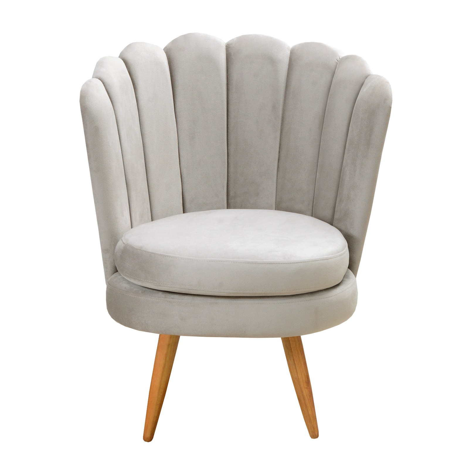 Poltrona Decorativa Pétala Pés Palito - Suede Bege