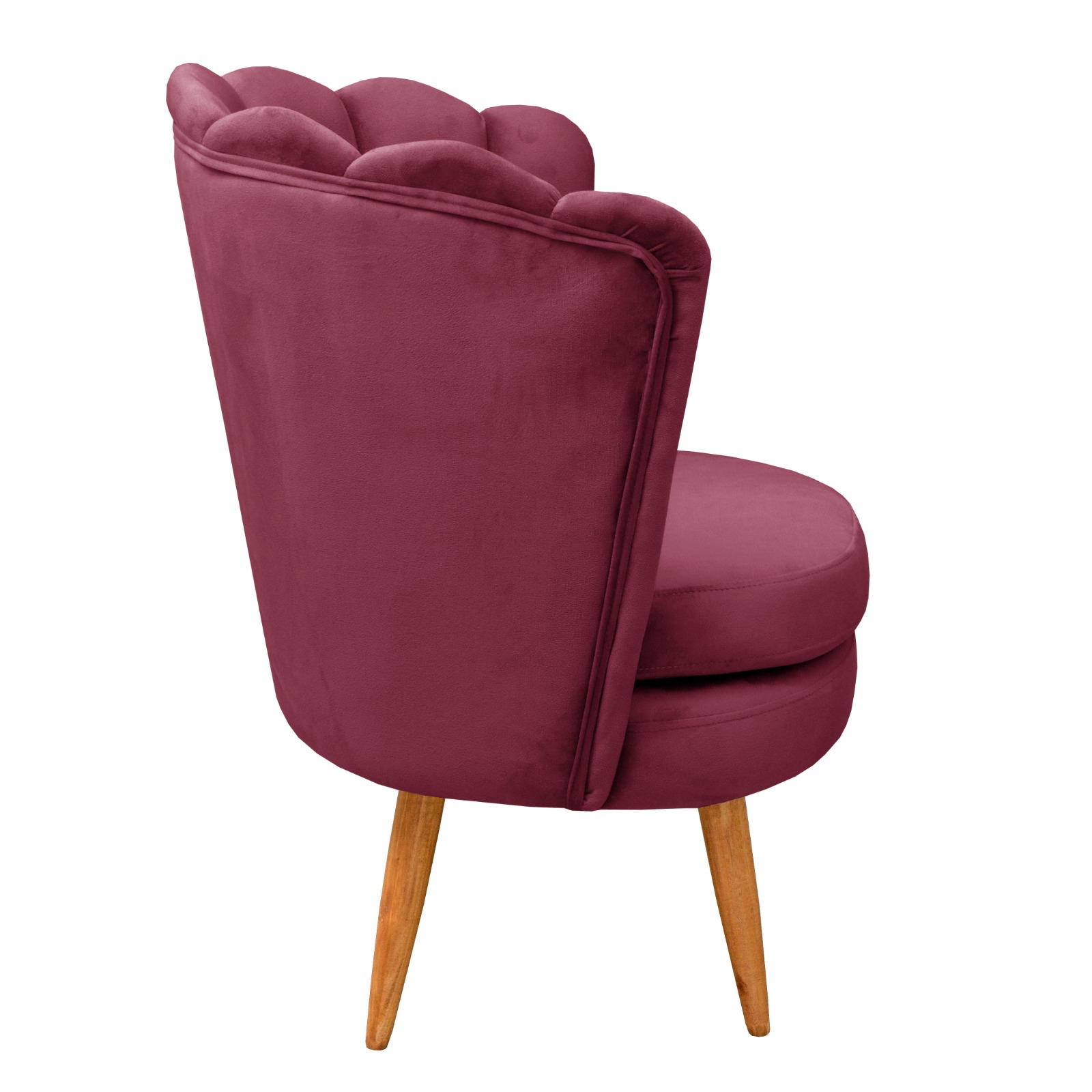 Poltrona Decorativa Pétala Pés Palito - Suede Bordô