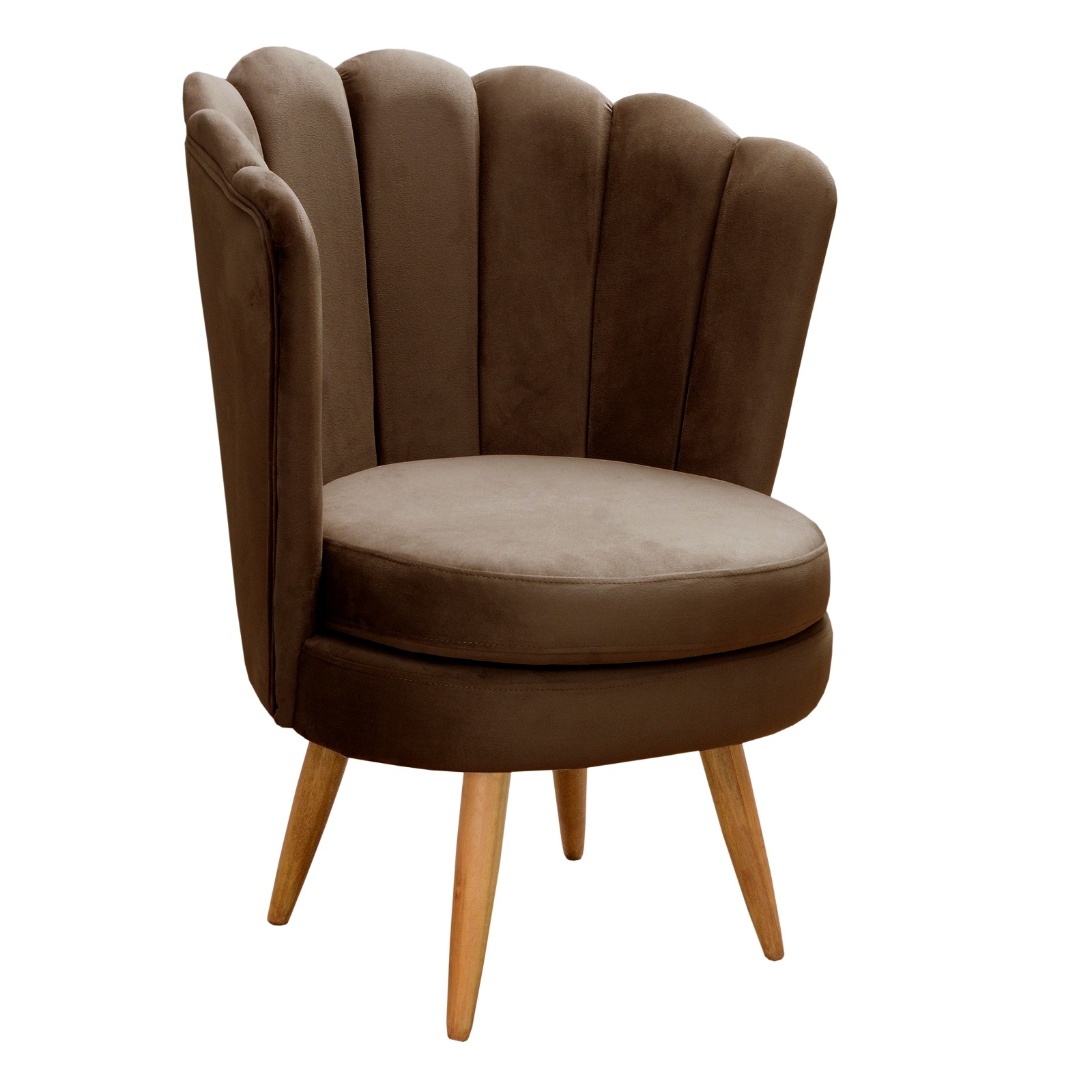 Poltrona Decorativa Pétala Pés Palito - Veludo Marrom