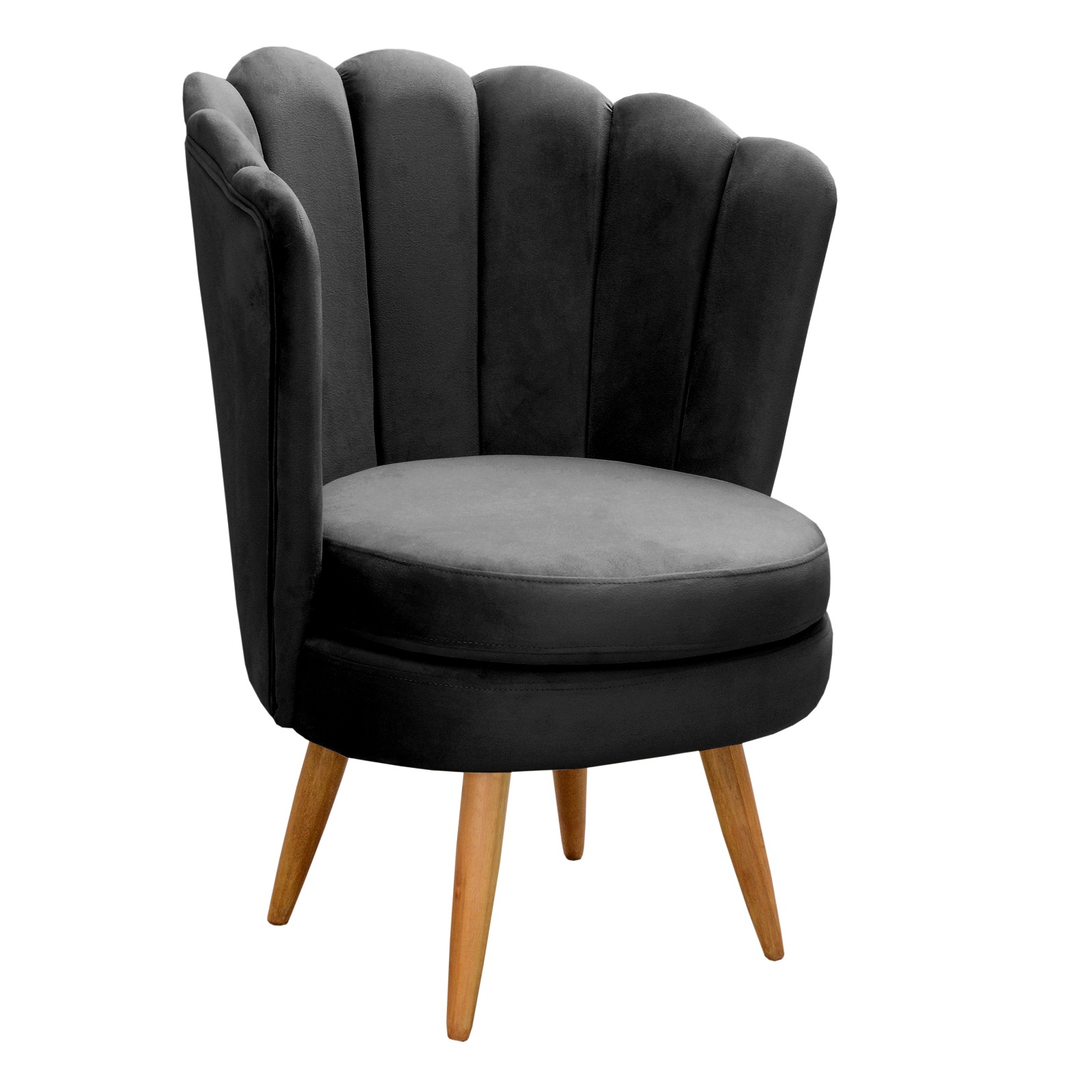 Poltrona Decorativa Pétala Pés Palito - Veludo Preto
