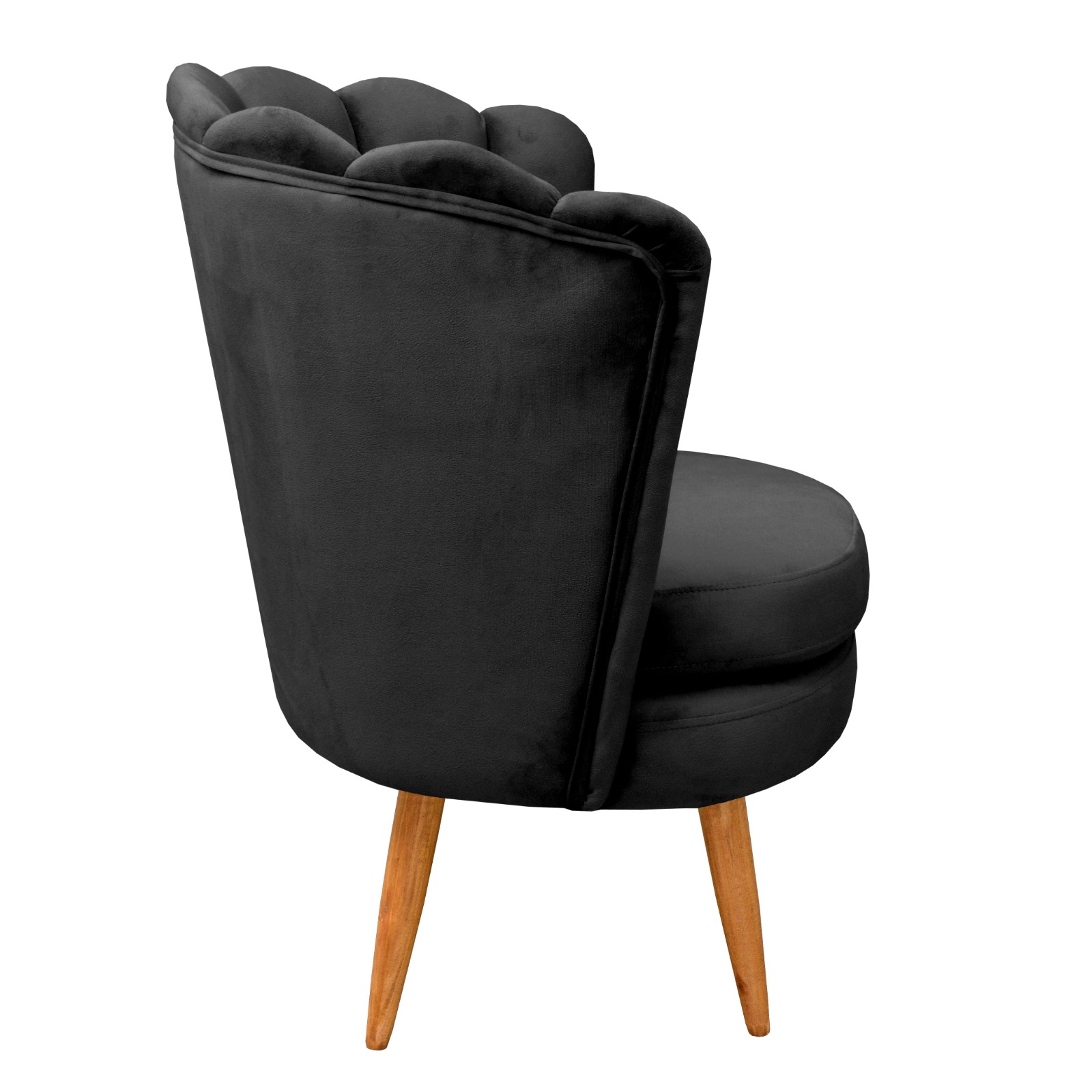 Poltrona Decorativa Pétala Pés Palito - Veludo Preto