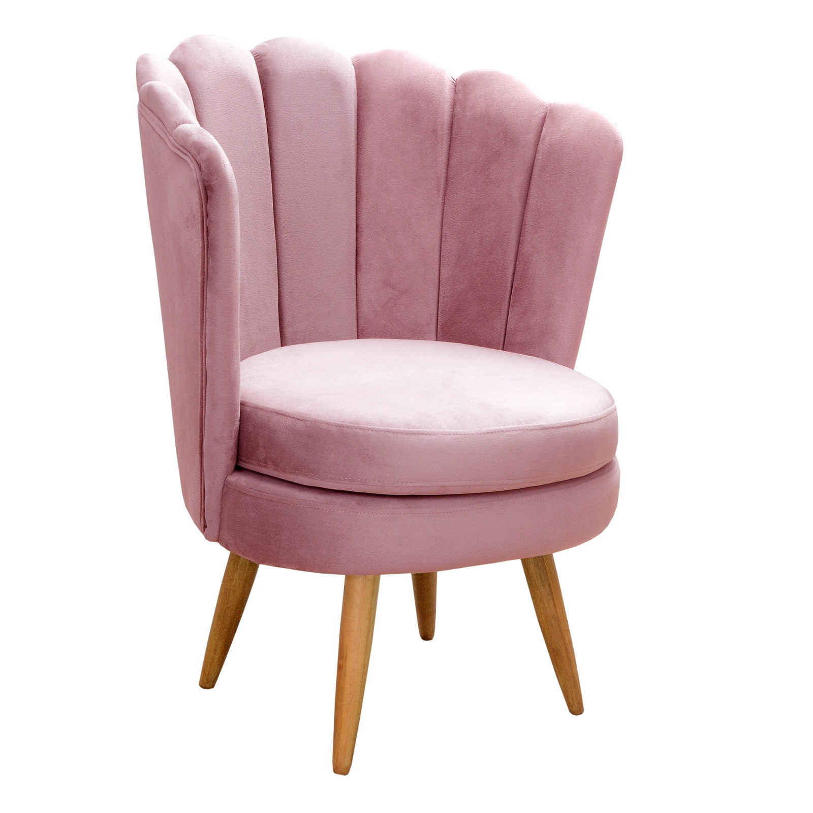 Poltrona Decorativa Pétala Pés Palito - Veludo Rosê