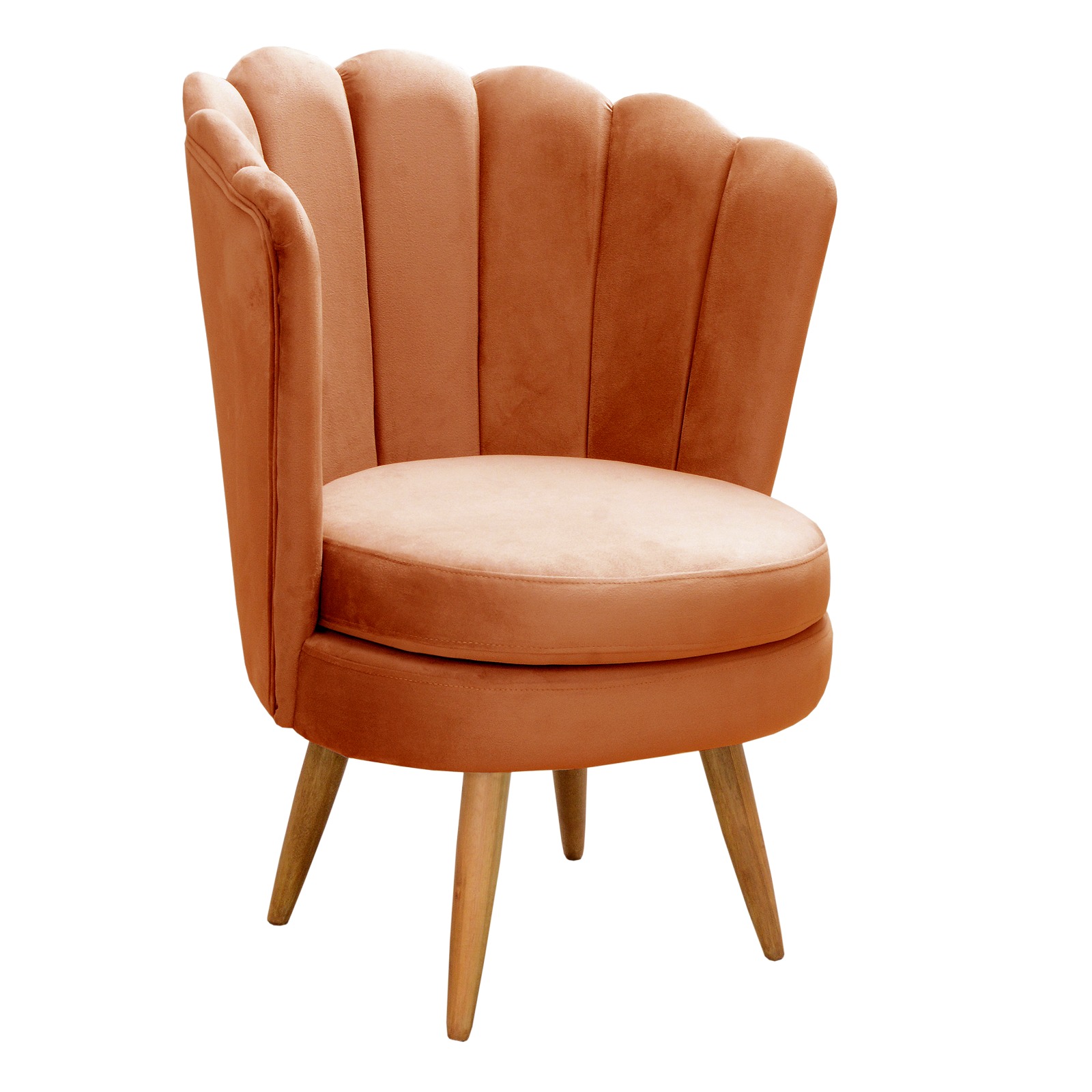 Poltrona Decorativa Pétala Pés Palito - Veludo Terracota