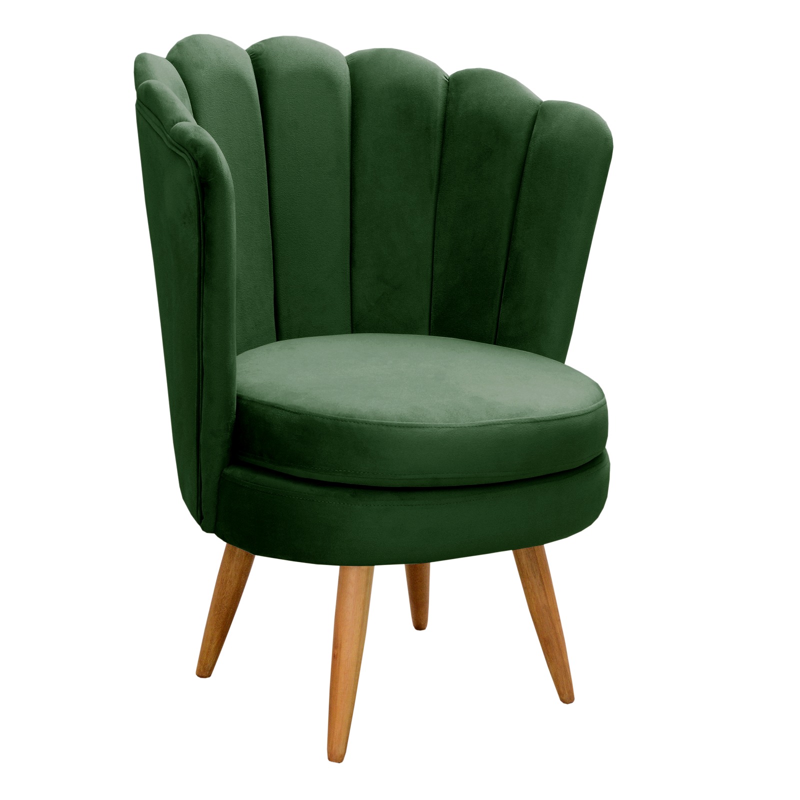 Poltrona Decorativa Pétala Pés Palito - Veludo Verde