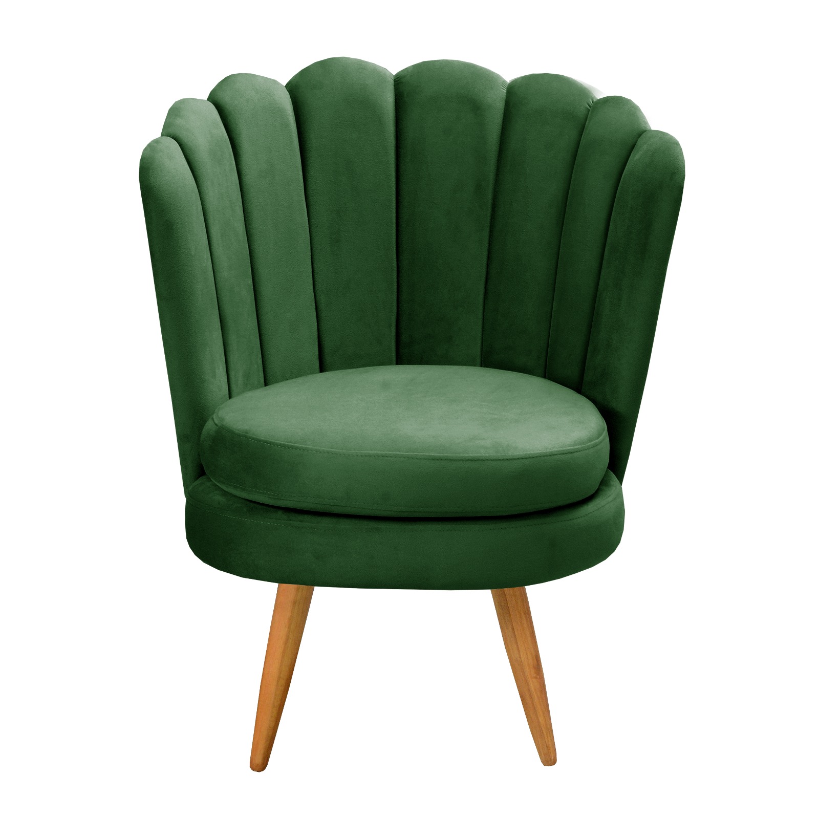 Poltrona Decorativa Pétala Pés Palito - Veludo Verde