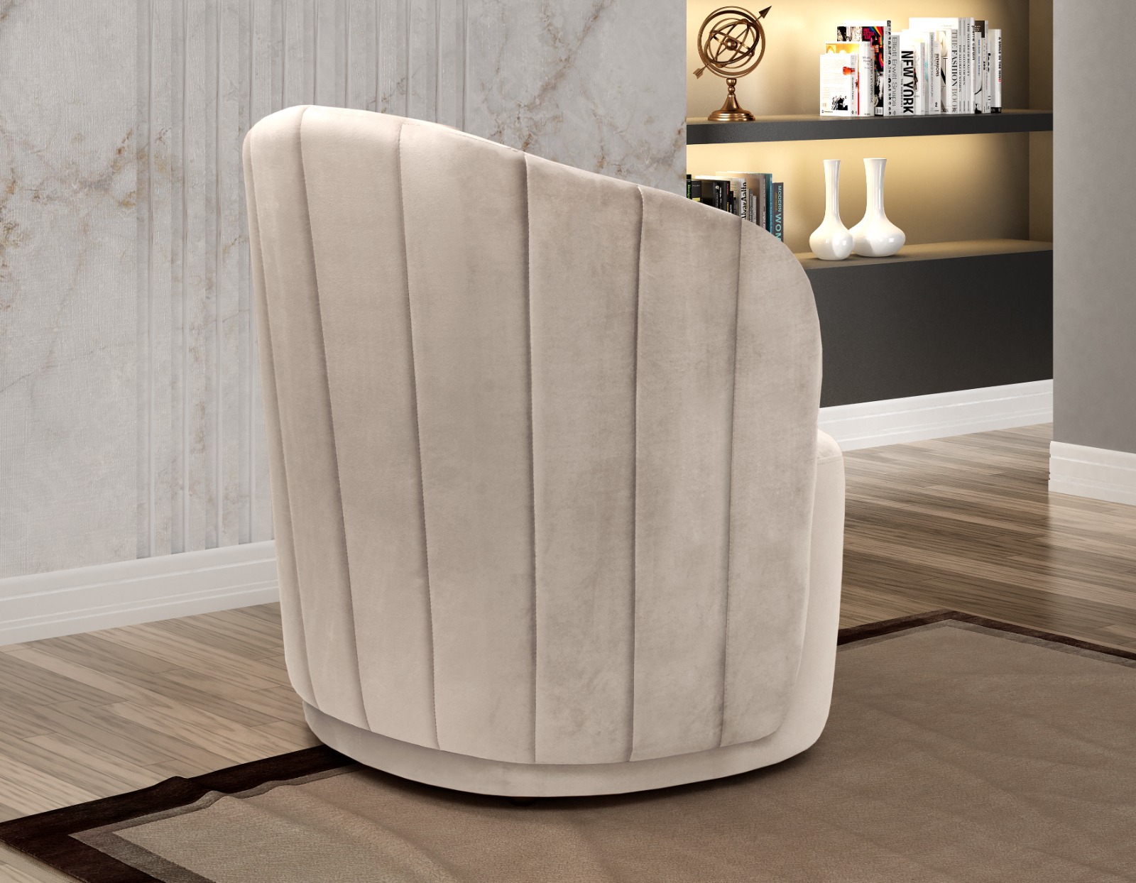 Poltrona Decorativa Stela - Suede Bege
