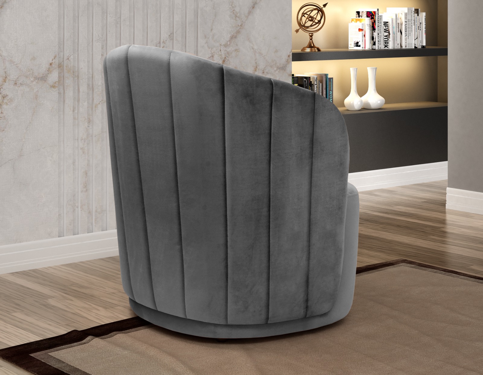 Poltrona Decorativa Stela - Suede Cinza