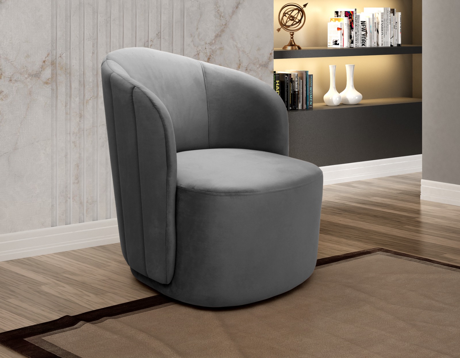 Poltrona Decorativa Stela - Suede Cinza