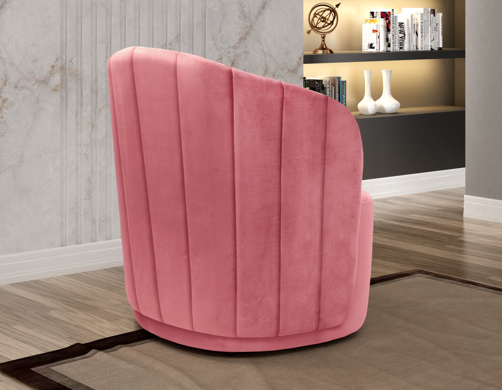 Poltrona Decorativa Stela - Suede Rosa