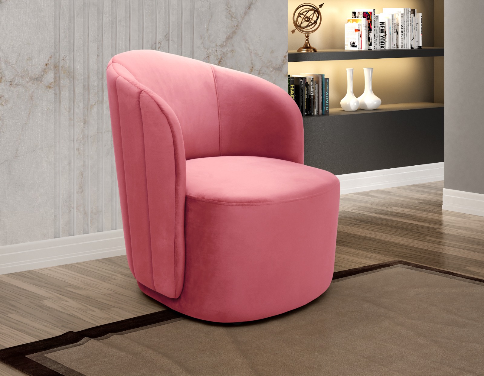 Poltrona Decorativa Stela - Suede Rosa