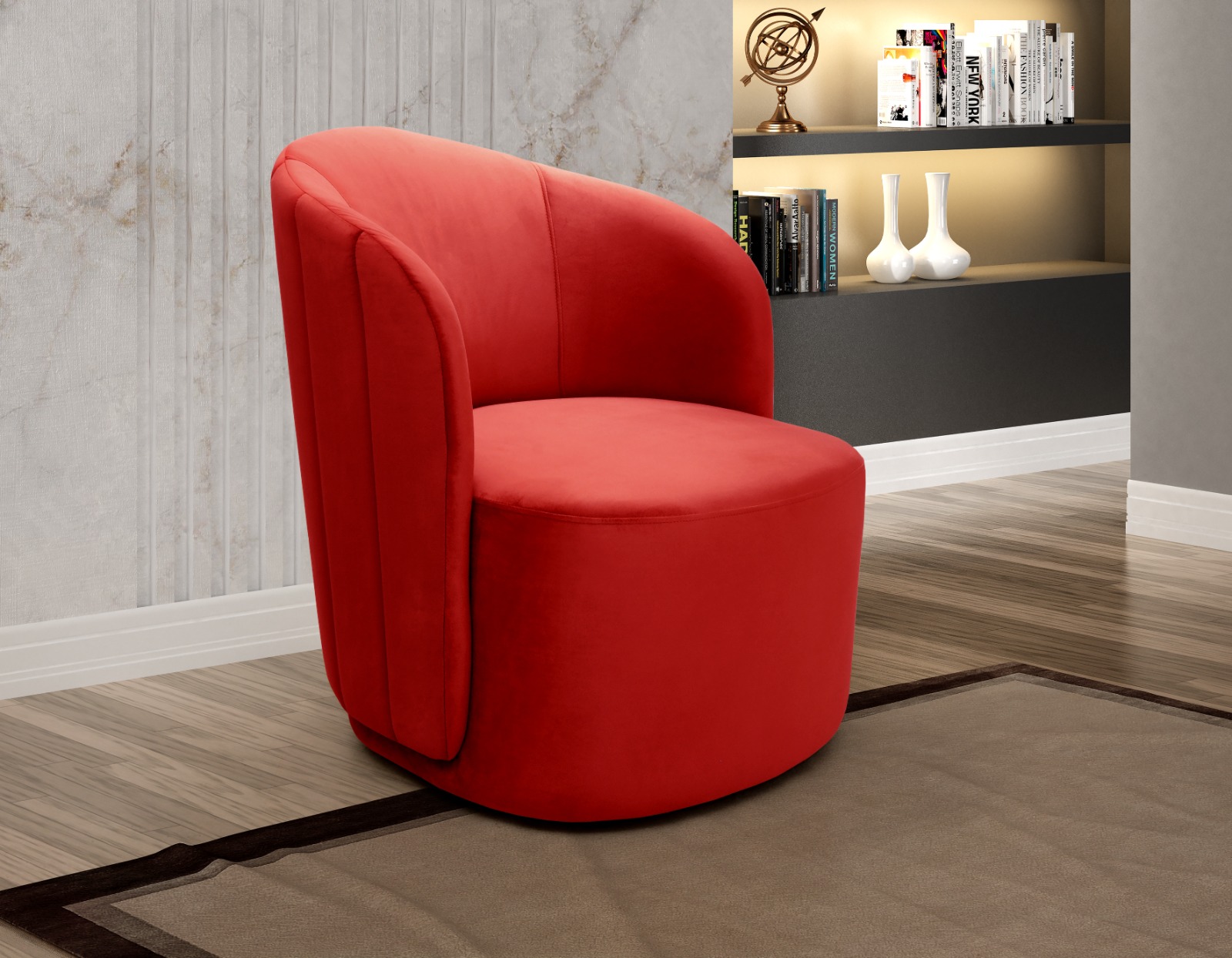 Poltrona Decorativa Stela - Suede Vermelho